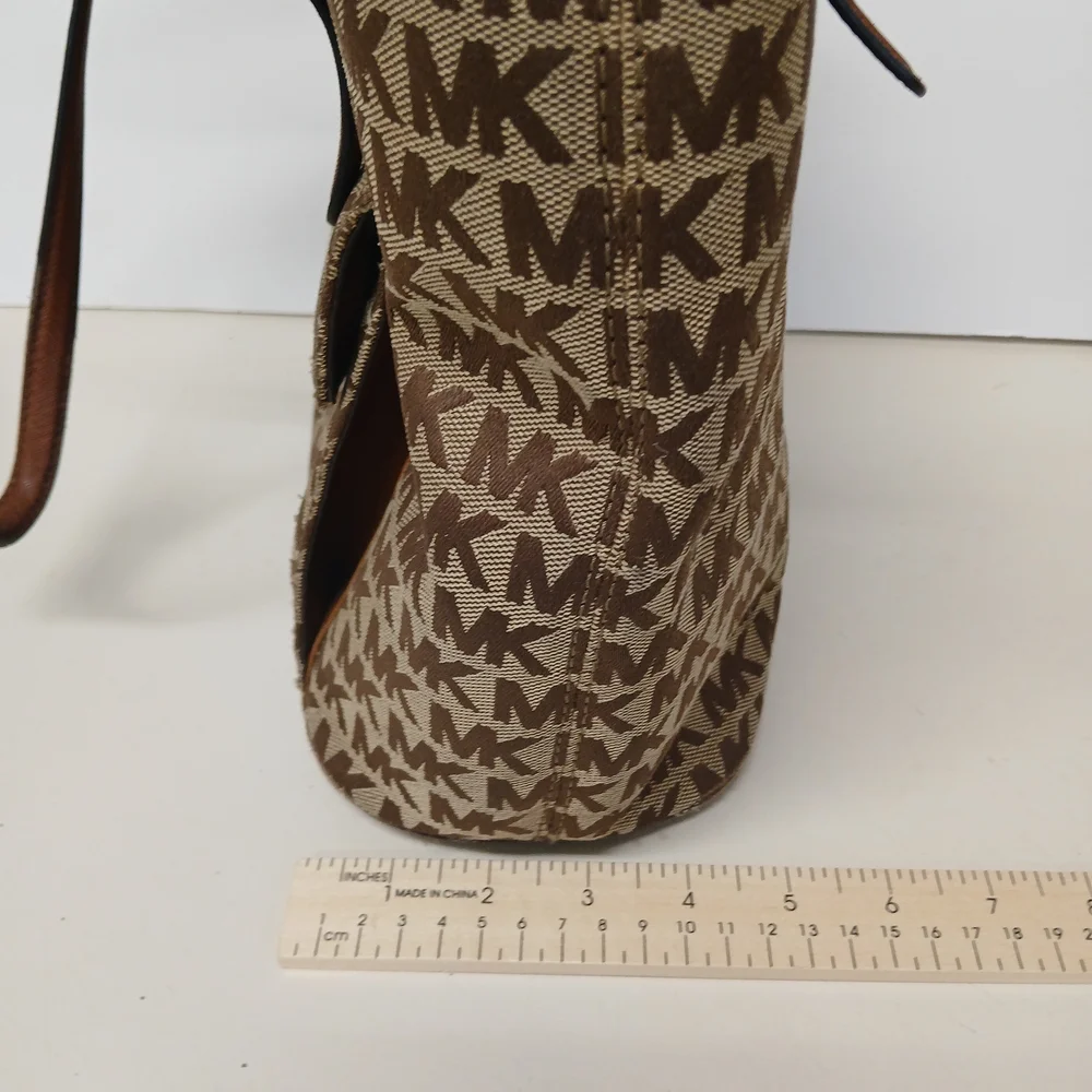 Michael Kors Brown Logo Canvas Tote Bag